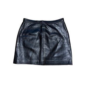Vintage 1990s DKNY Black Leather Mini Skirt